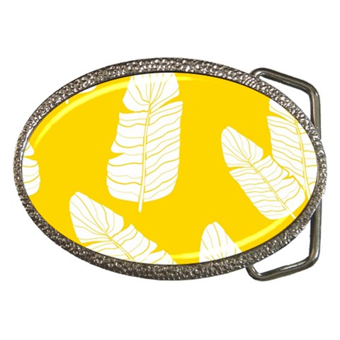 Yellow Banana Leaves Belt Buckle from ArtsNow.com Front