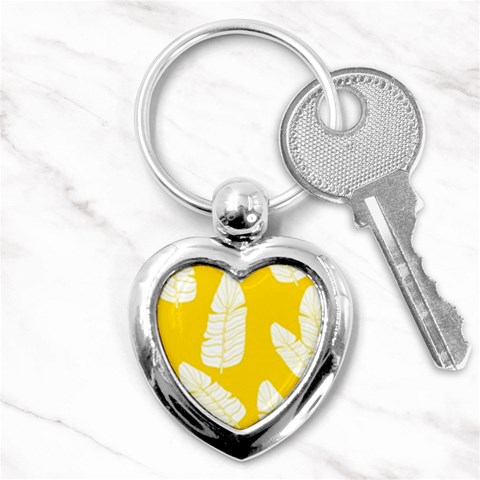 Yellow Banana Leaves Key Chain (Heart) from ArtsNow.com Front