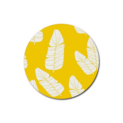 Yellow Banana Leaves Rubber Coaster (Round) from ArtsNow.com Front