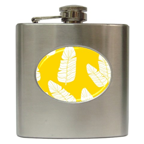 Yellow Banana Leaves Hip Flask (6 oz) from ArtsNow.com Front