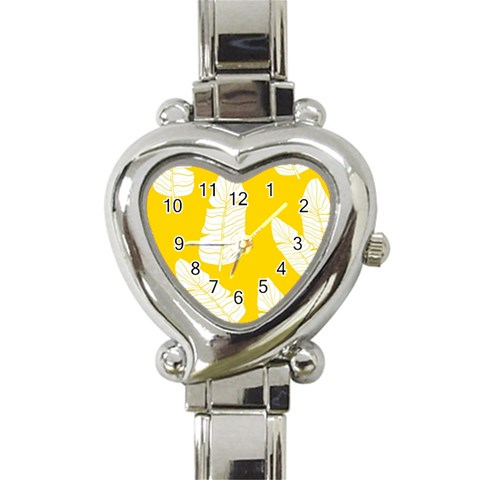 Yellow Banana Leaves Heart Italian Charm Watch from ArtsNow.com Front