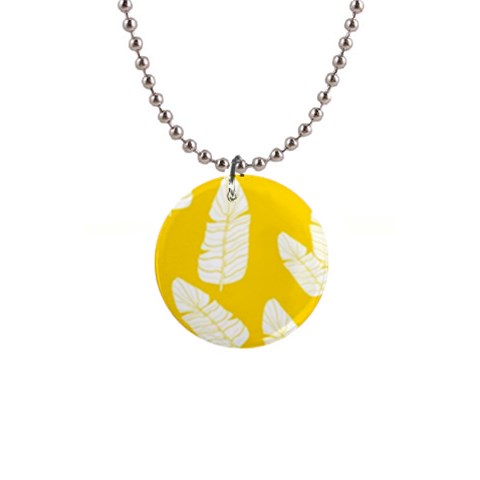 Yellow Banana Leaves 1  Button Necklace from ArtsNow.com Front