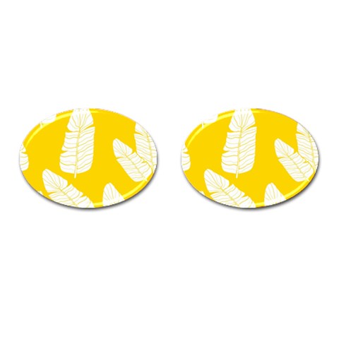 Yellow Banana Leaves Cufflinks (Oval) from ArtsNow.com Front(Pair)