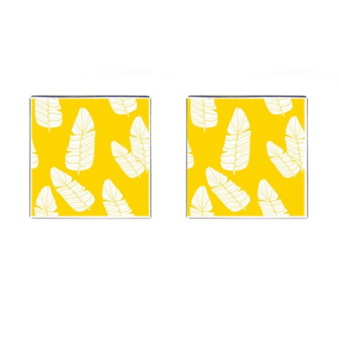 Yellow Banana Leaves Cufflinks (Square) from ArtsNow.com Front(Pair)