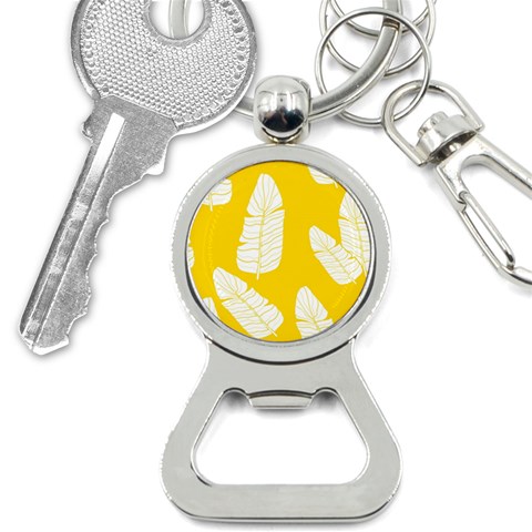 Yellow Banana Leaves Bottle Opener Key Chain from ArtsNow.com Front