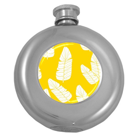 Yellow Banana Leaves Hip Flask (5 oz) from ArtsNow.com Front