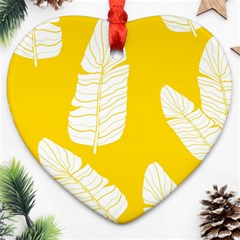 Yellow Banana Leaves Heart Ornament (Two Sides) from ArtsNow.com Front