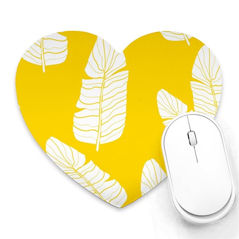 Yellow Banana Leaves Heart Mousepad from ArtsNow.com Front