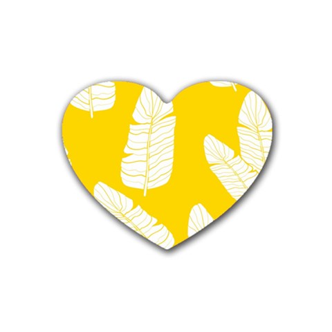 Yellow Banana Leaves Rubber Coaster (Heart) from ArtsNow.com Front