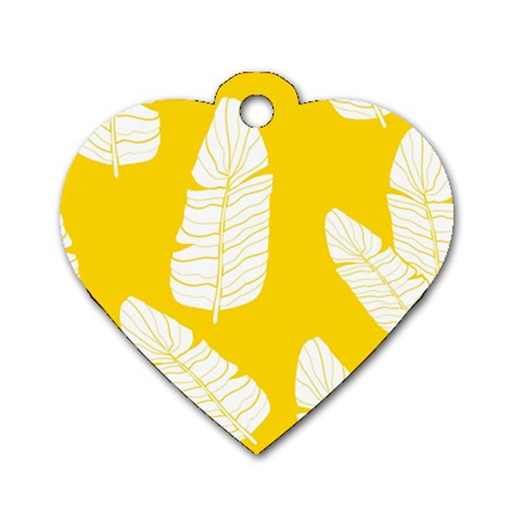 Yellow Banana Leaves Dog Tag Heart (One Side) from ArtsNow.com Front