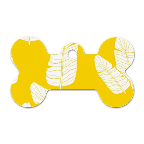 Yellow Banana Leaves Dog Tag Bone (One Side) from ArtsNow.com Front