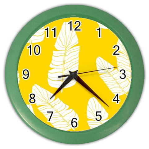 Yellow Banana Leaves Color Wall Clock from ArtsNow.com Front