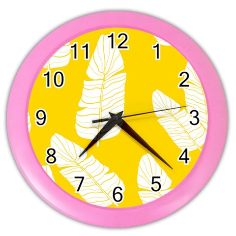 Yellow Banana Leaves Color Wall Clock from ArtsNow.com Front