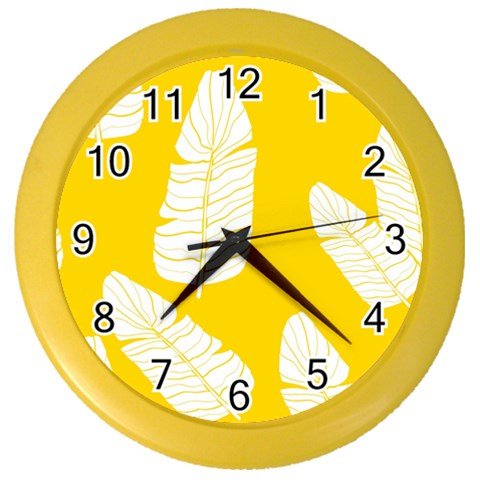 Yellow Banana Leaves Color Wall Clock from ArtsNow.com Front