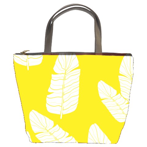 Yellow Banana Leaves Bucket Bag from ArtsNow.com Front