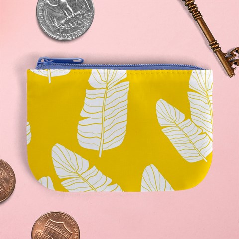 Yellow Banana Leaves Mini Coin Purse from ArtsNow.com Front