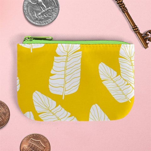 Yellow Banana Leaves Mini Coin Purse from ArtsNow.com Front