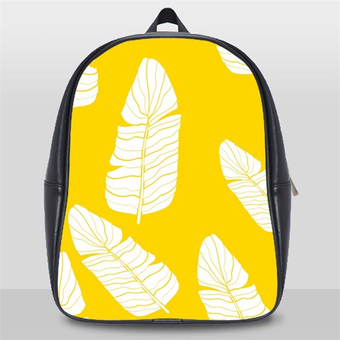 Yellow Banana Leaves School Bag (Large) from ArtsNow.com Front