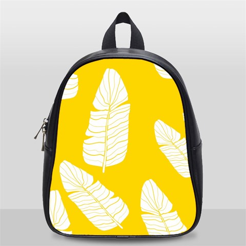 Yellow Banana Leaves School Bag (Small) from ArtsNow.com Front