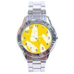 Yellow Banana Leaves Stainless Steel Analogue Watch