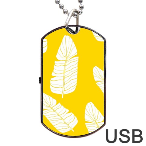 Yellow Banana Leaves Dog Tag USB Flash (One Side) from ArtsNow.com Front