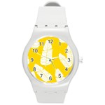 Yellow Banana Leaves Round Plastic Sport Watch (M)