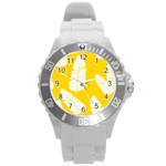 Yellow Banana Leaves Round Plastic Sport Watch (L)