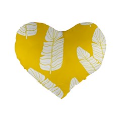 Yellow Banana Leaves Standard 16  Premium Heart Shape Cushion  from ArtsNow.com Front