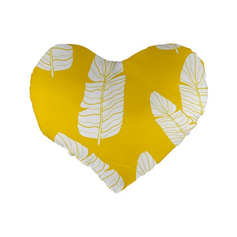 Yellow Banana Leaves Standard 16  Premium Heart Shape Cushion  from ArtsNow.com Back