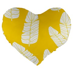 Yellow Banana Leaves Large 19  Premium Heart Shape Cushion from ArtsNow.com Front