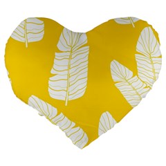 Yellow Banana Leaves Large 19  Premium Heart Shape Cushion from ArtsNow.com Back