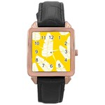 Yellow Banana Leaves Rose Gold Leather Watch 