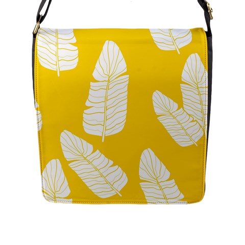 Yellow Banana Leaves Flap Closure Messenger Bag (L) from ArtsNow.com Front