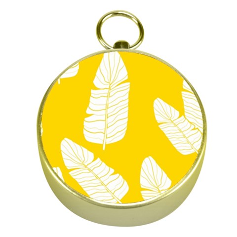 Yellow Banana Leaves Gold Compass from ArtsNow.com Front