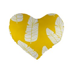 Yellow Banana Leaves Standard 16  Premium Flano Heart Shape Cushion  from ArtsNow.com Front