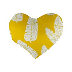 Yellow Banana Leaves Standard 16  Premium Flano Heart Shape Cushion  from ArtsNow.com Back