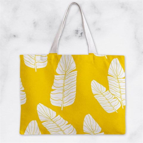 Yellow Banana Leaves Zipper Mini Tote Bag from ArtsNow.com Front