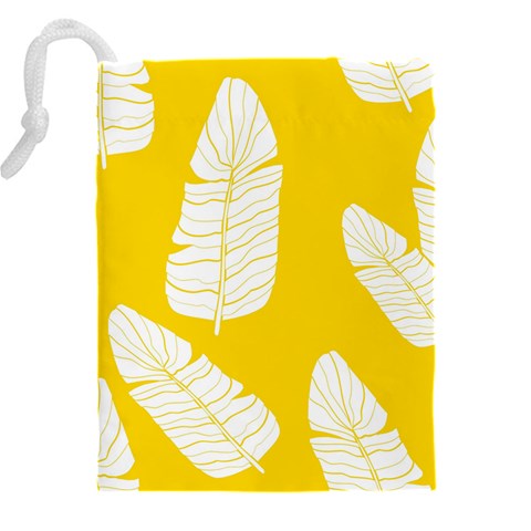 Yellow Banana Leaves Drawstring Pouch (5XL) from ArtsNow.com Back