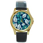 Vibrant Fall Autumn  Round Gold Metal Watch