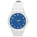 Little White Daisies  Flowers Garden Round Plastic Sport Watch (M)