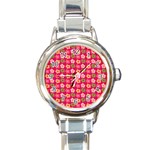 Little Flowers Garden   Round Italian Charm Watch