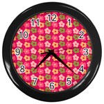 Little Flowers Garden   Wall Clock (Black)