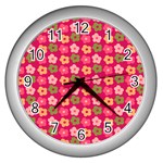 Little Flowers Garden   Wall Clock (Silver)