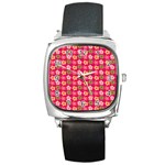 Little Flowers Garden   Square Metal Watch