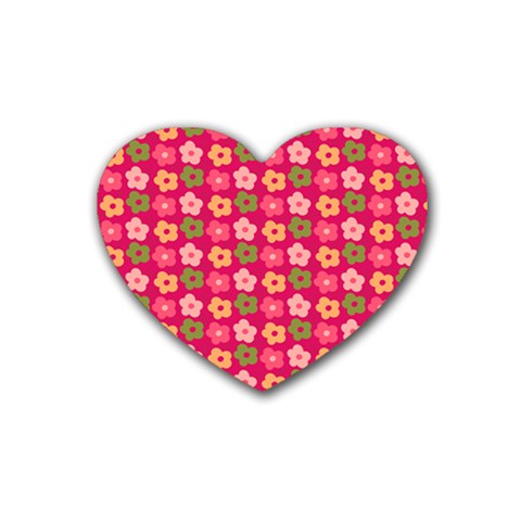 Little Flowers Garden   Rubber Coaster (Heart) from ArtsNow.com Front