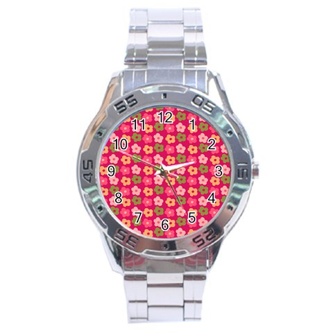 Little Flowers Garden   Stainless Steel Analogue Watch from ArtsNow.com Front