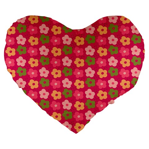 Little Flowers Garden   Large 19  Premium Heart Shape Cushion from ArtsNow.com Front