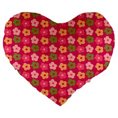 Little Flowers Garden   Large 19  Premium Heart Shape Cushion from ArtsNow.com Front