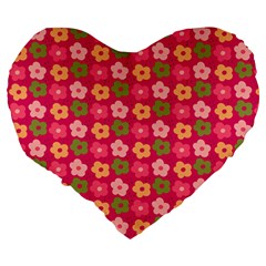 Little Flowers Garden   Large 19  Premium Heart Shape Cushion from ArtsNow.com Back