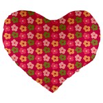 Little Flowers Garden   Large 19  Premium Flano Heart Shape Cushion